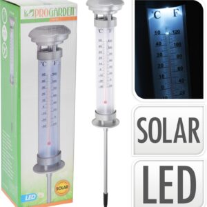 SOLARLAMP MET THERMOMETER OP TUINSTEKER D9 H58CM