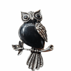Uil Broche/Hanger Zwarte Onyx
