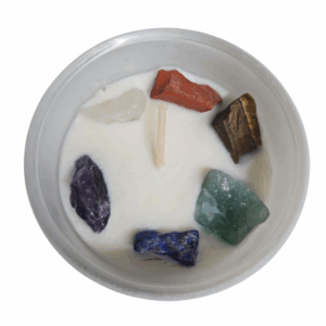 Kaars met 7 chakra edelstenen in mooie cadeauverpakking