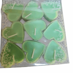 Hart kaarsjes 9 stuks kleur groen