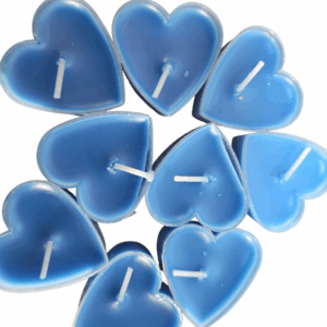 Hart kaarsjes 9 stuks kleur blauw
