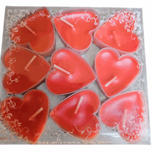Hart kaarsjes 9 stuks kleur rood