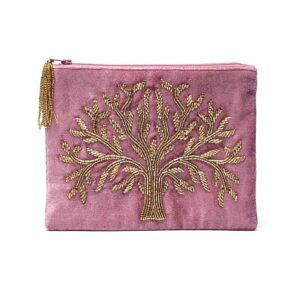 Etui fluweel roze met Levensboom