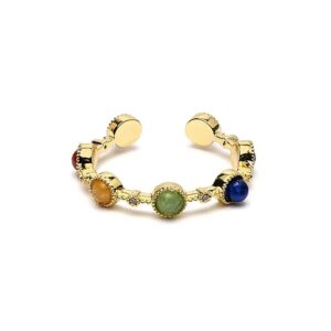 Open ring met 7 chakra-stenen – ±2 cm