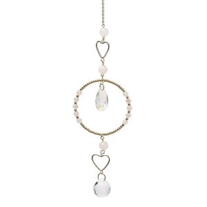Suncatcher harten met rozenkwarts en kristal