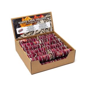 Witte salie smudge met rozenblaadjes S 4 stuks