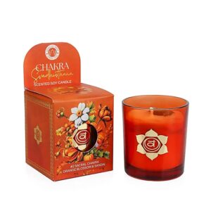 Soja geurkaars Svadhisthana chakra oranjebloesem & sandelhout