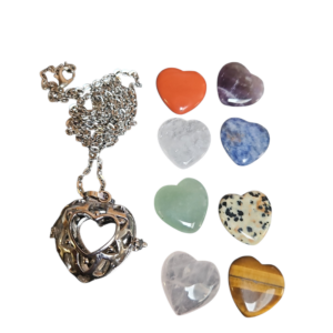 Ketting met verwisselbare hartjes (8stuks)