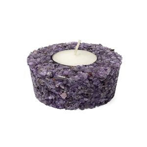 Waxinelichthouder rond amethist