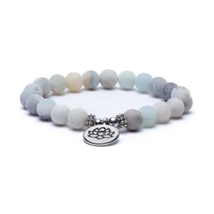Mala/armband amazoniet elastisch met lotus