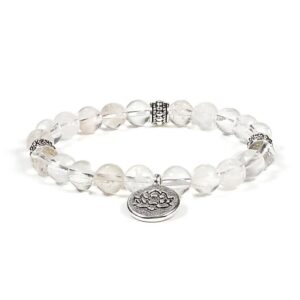Mala/armband bergkristal elastisch met lotus