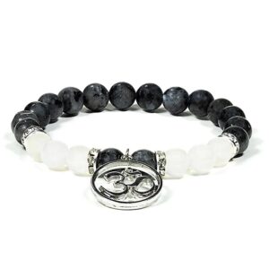 Armband labradoriet/witte agaat met ohm