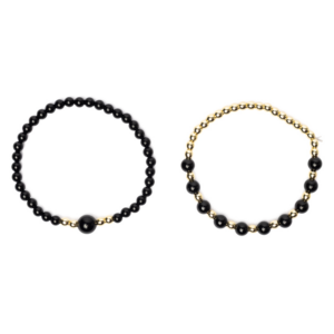 Armband zwarte toermalijn & hematiet set van 2