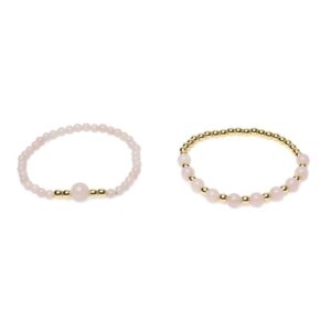 Armband rozenkwarts & hematiet set van 2