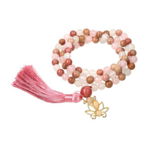 Mala lotus, rhodoniet, rozenkwarts & witte agaat