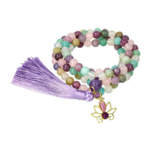 Mala lotus, lepidoliet, amazoniet, witte agaat & rozenkwarts