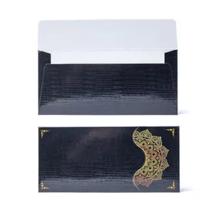 Cadeaukaart Envelop Zwart Goud Mandala Bloem --pakket van 10 stuks - 19x9cm - 19x9cm
