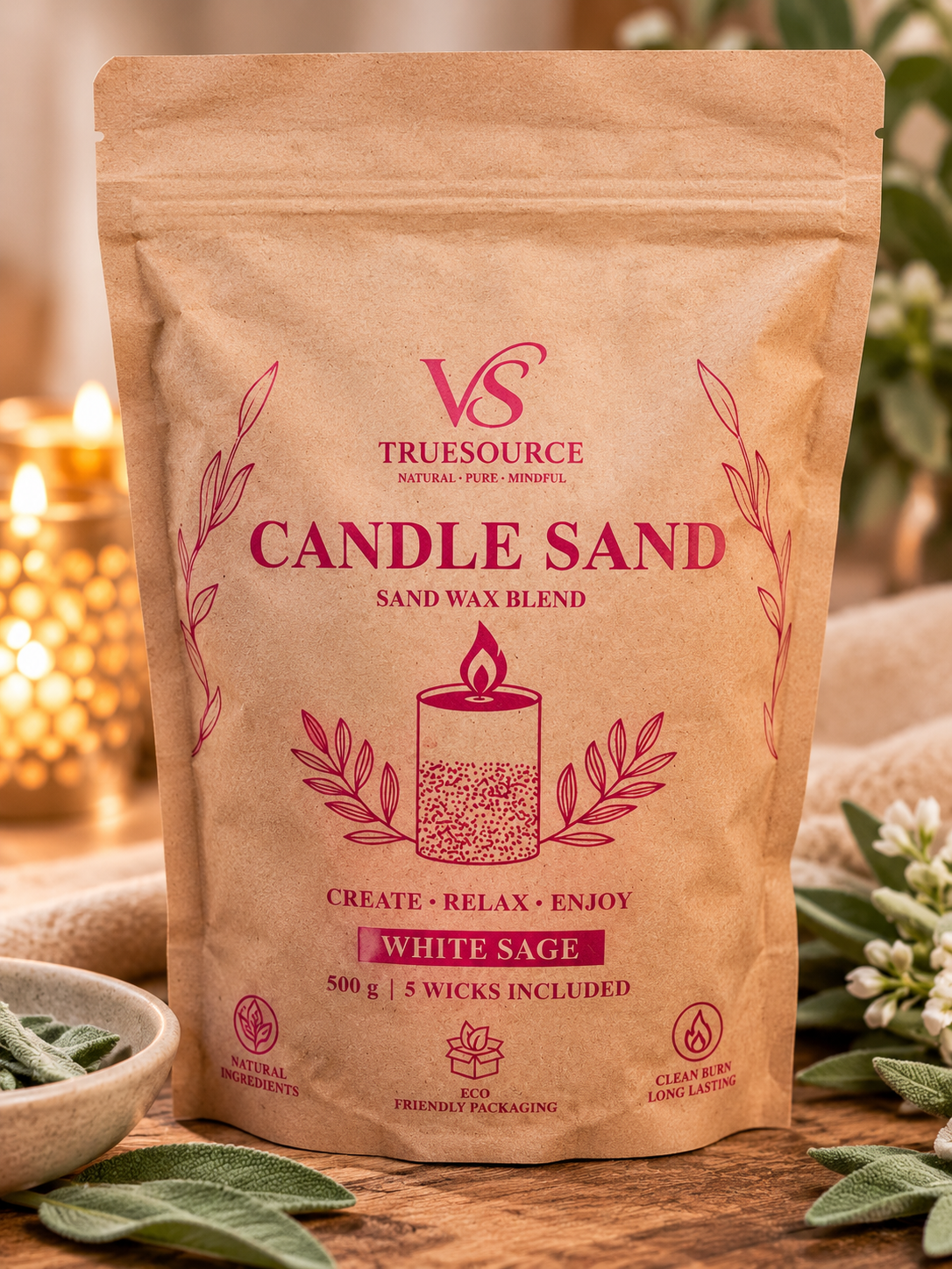 Witte Salie Candle Sand Pouch