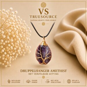 Amethist Sierdruppel hanger met Ketting