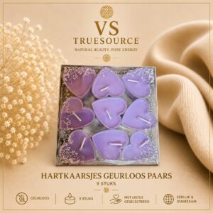 Hart kaarsjes 9 stuks kleur paars